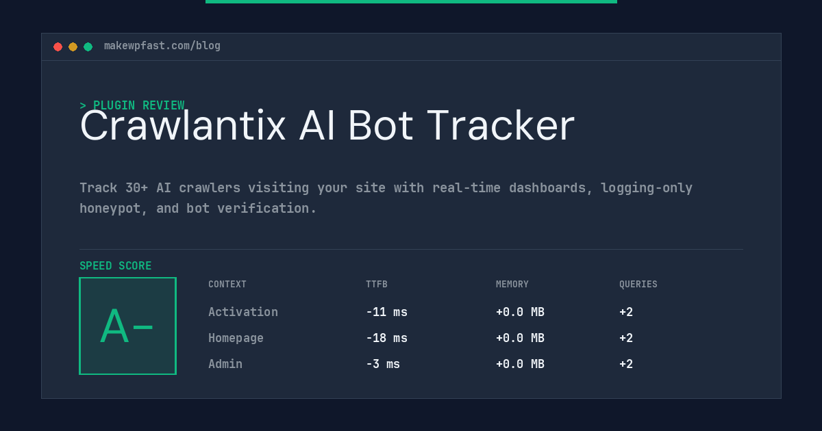 Crawlantix AI Bot Tracker - MakeWPFast