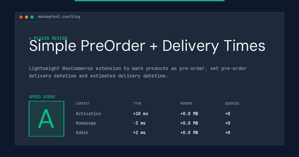 Simple PreOrder + Delivery Times - MakeWPFast