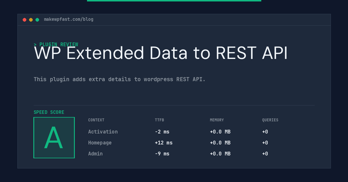 WP Extended Data to REST API - MakeWPFast