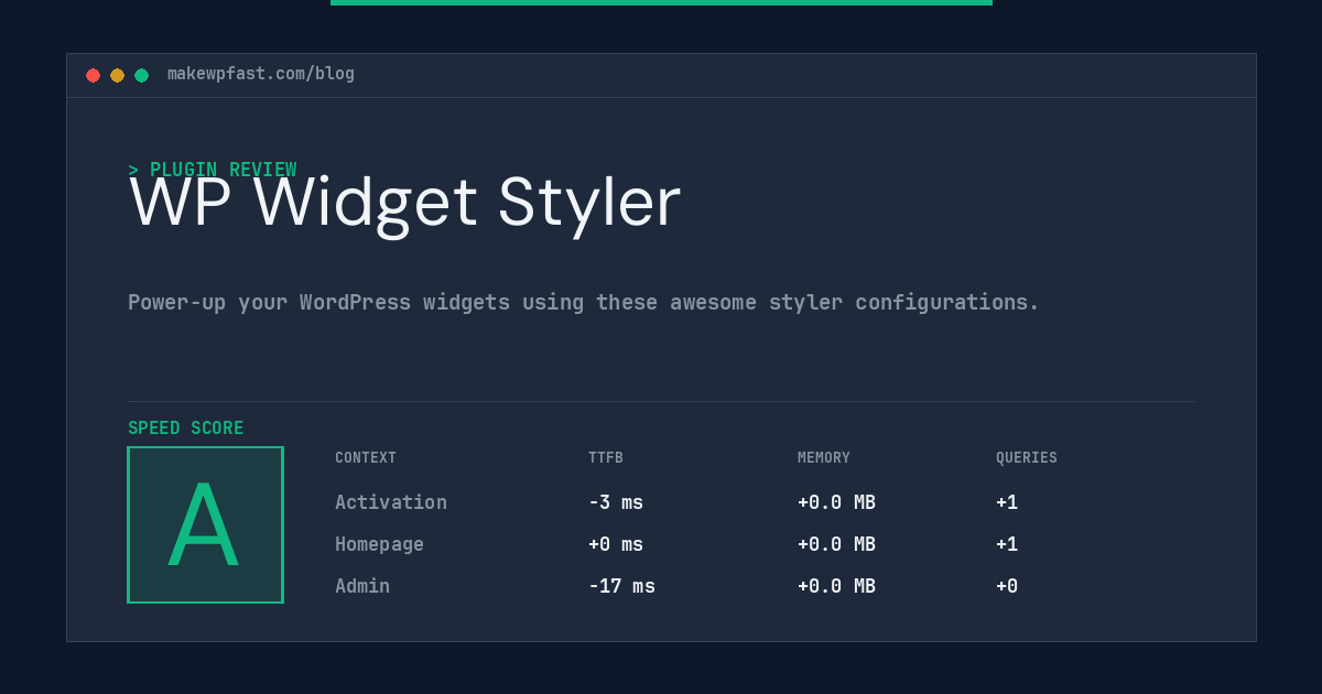 WP Widget Styler - MakeWPFast