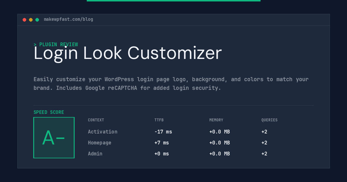 Login Look Customizer - MakeWPFast