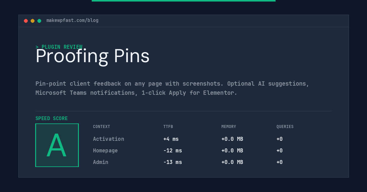 Proofing Pins - MakeWPFast