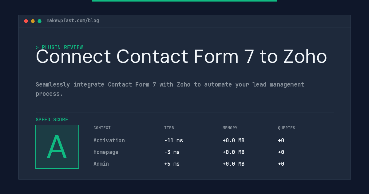 Connect Contact Form 7 to Zoho - MakeWPFast
