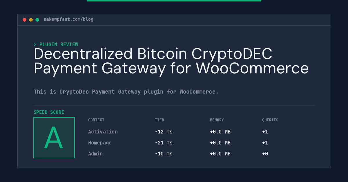 Decentralized Bitcoin CryptoDEC Payment Gateway for WooCommerce - MakeWPFast