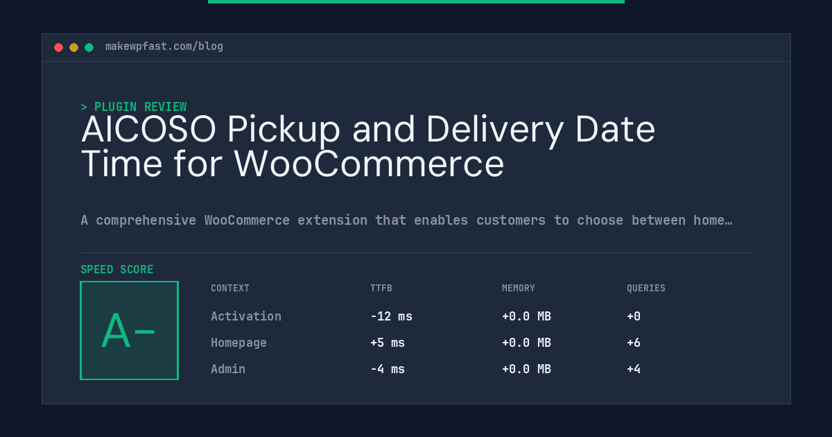 AICOSO Pickup and Delivery Date Time for WooCommerce - MakeWPFast