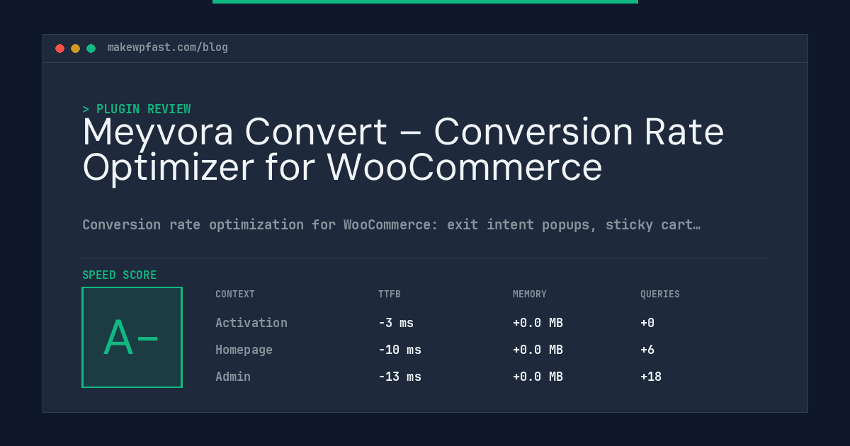 Meyvora Convert – Conversion Rate Optimizer for WooCommerce - MakeWPFast