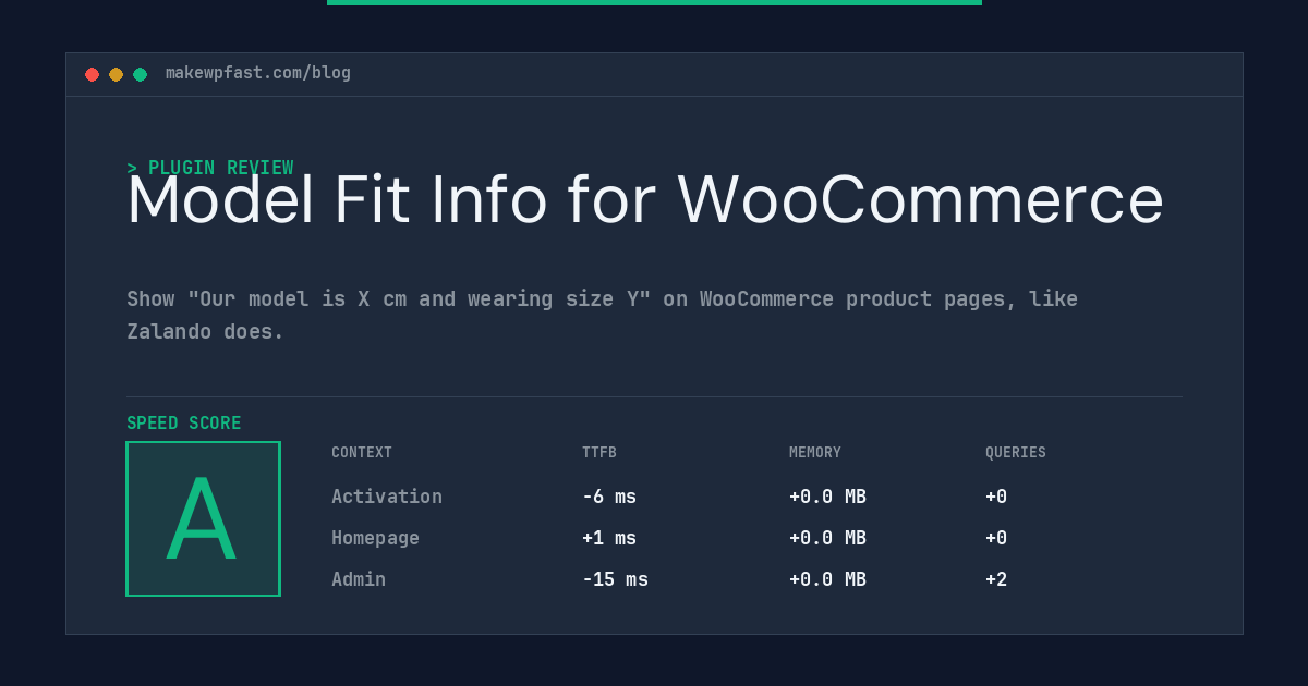 Model Fit Info for WooCommerce - MakeWPFast