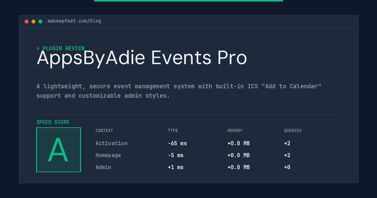 AppsByAdie Events Pro - MakeWPFast