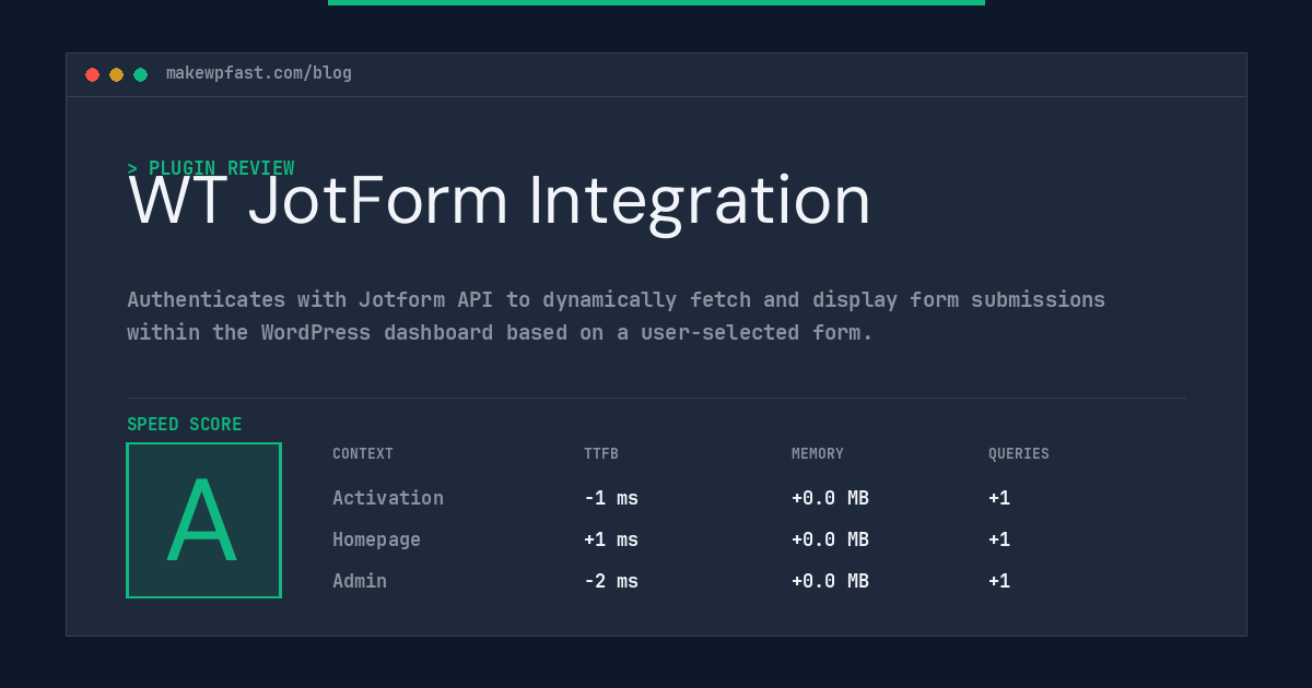 WT JotForm Integration - MakeWPFast