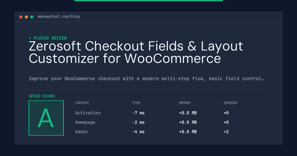 Zerosoft Checkout Fields & Layout Customizer for WooCommerce - MakeWPFast