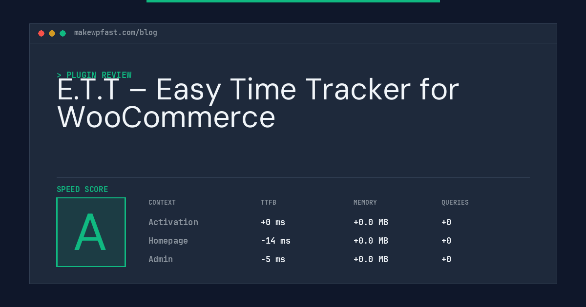E.T.T – Easy Time Tracker for WooCommerce - MakeWPFast