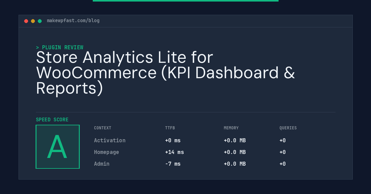 Store Analytics Lite for WooCommerce (KPI Dashboard & Reports) - MakeWPFast
