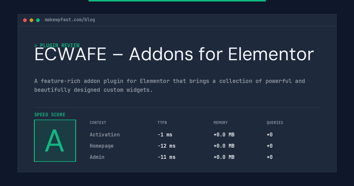 ECWAFE – Addons for Elementor - MakeWPFast