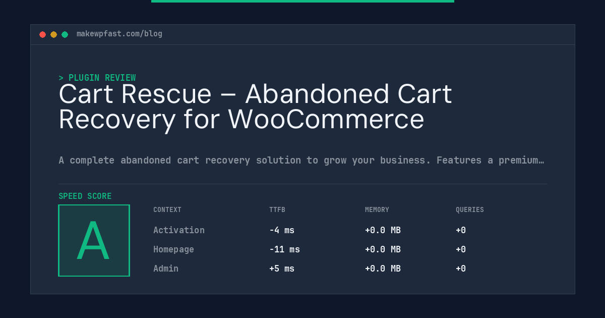 Cart Rescue – Abandoned Cart Recovery for WooCommerce - MakeWPFast