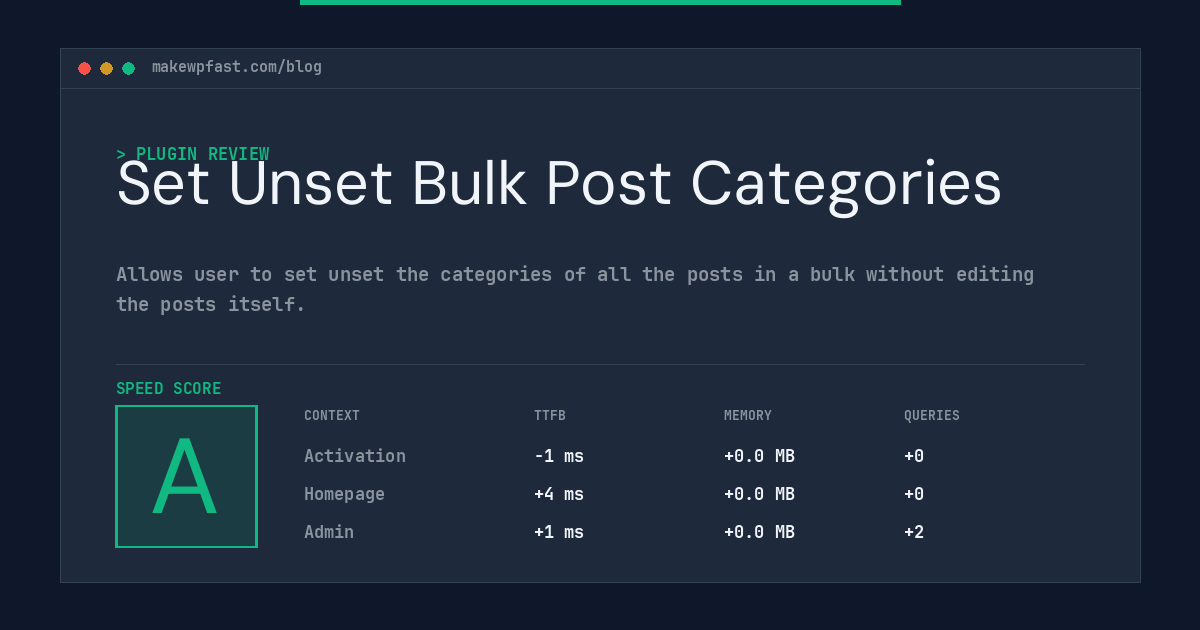 Set Unset Bulk Post Categories - MakeWPFast