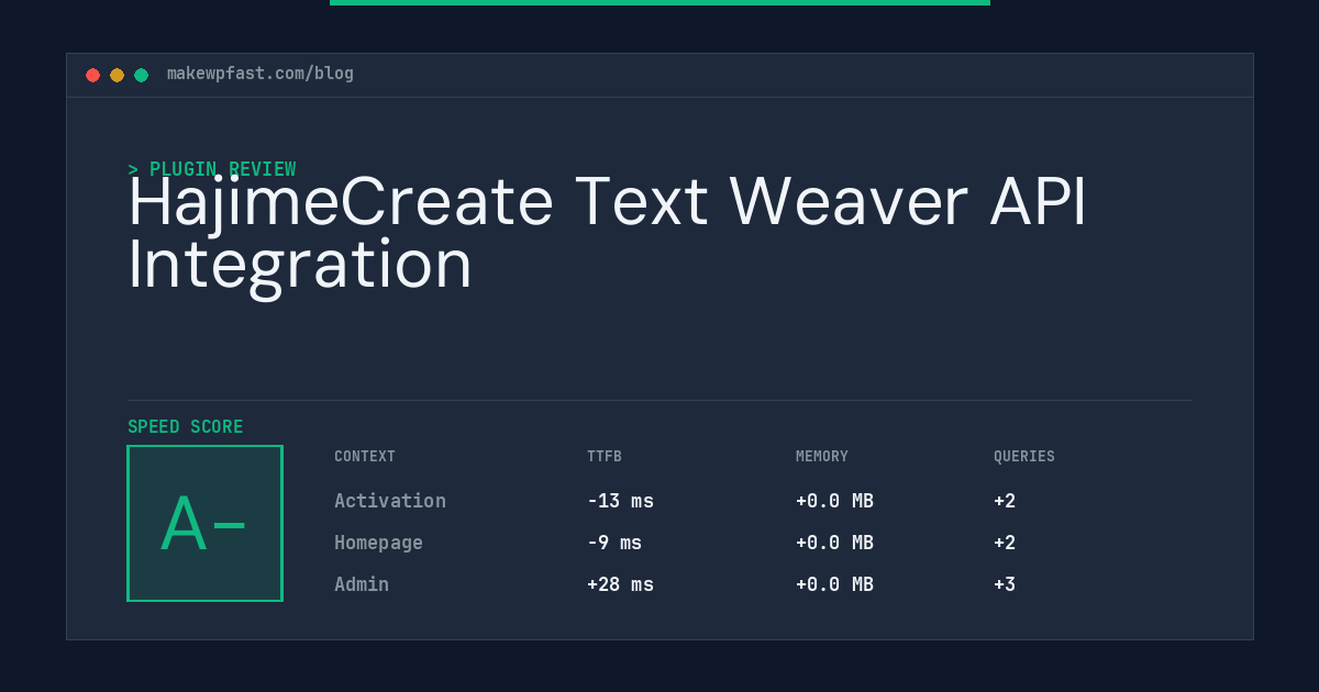 HajimeCreate Text Weaver API Integration - MakeWPFast