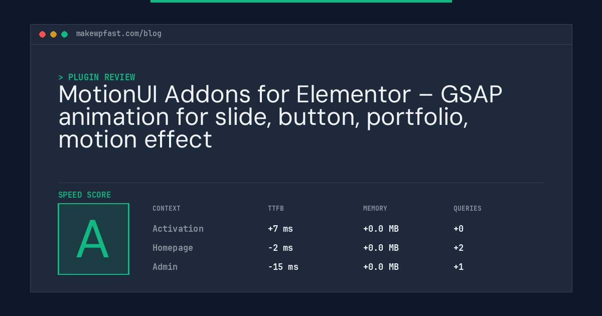 MotionUI Addons for Elementor – GSAP animation for slide, button, portfolio, motion effect - MakeWPFast