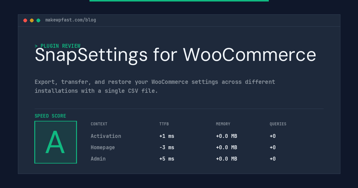 SnapSettings for WooCommerce - MakeWPFast