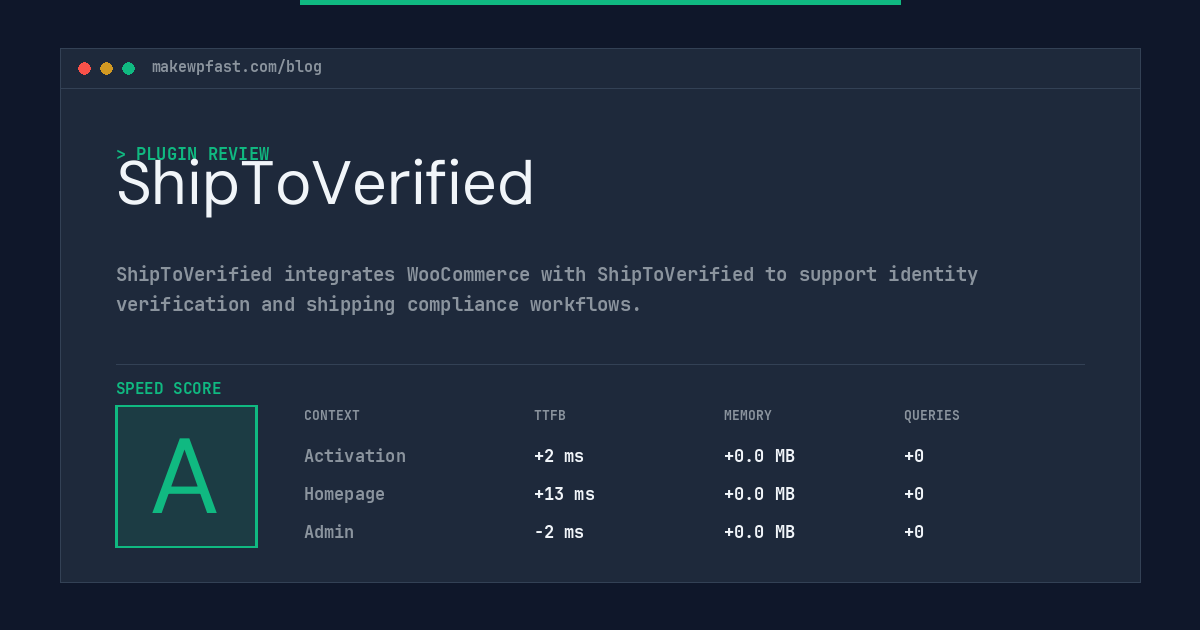 ShipToVerified - MakeWPFast