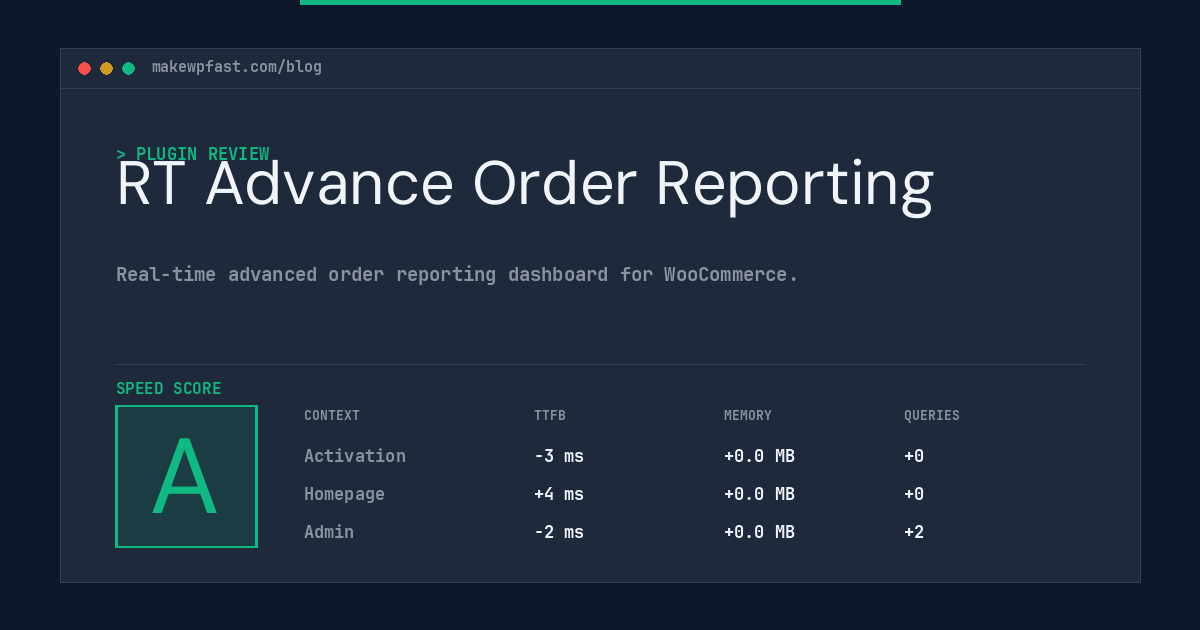 RT Advance Order Reporting - MakeWPFast