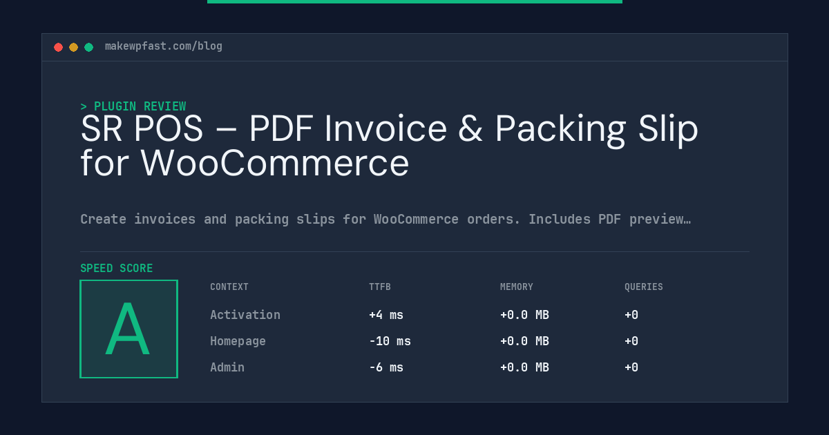 SR POS – PDF Invoice & Packing Slip for WooCommerce - MakeWPFast