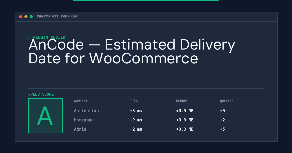 AnCode — Estimated Delivery Date for WooCommerce - MakeWPFast