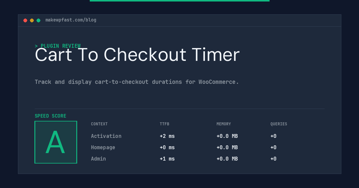 Cart To Checkout Timer - MakeWPFast