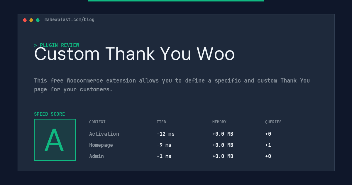 Custom Thank You Woo - MakeWPFast