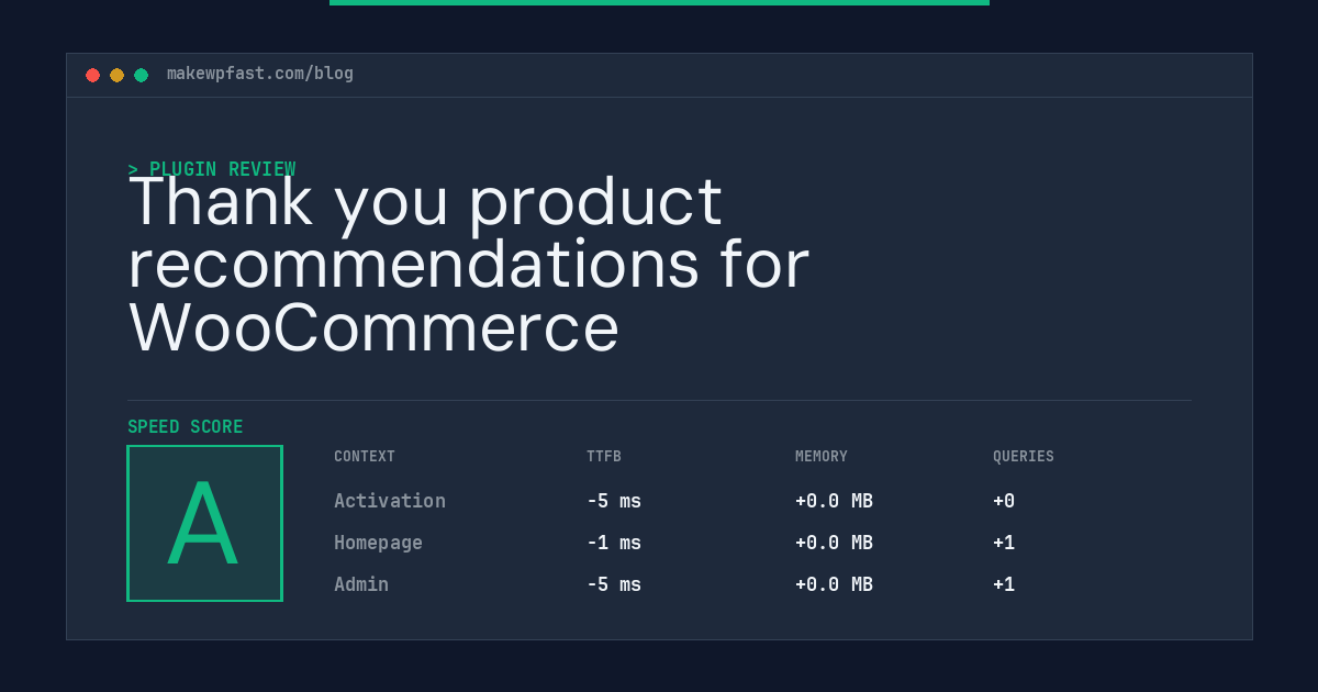Thank you product recommendations for WooCommerce - MakeWPFast