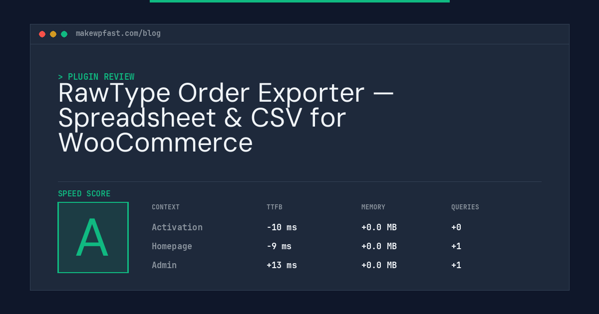 RawType Order Exporter — Spreadsheet & CSV for WooCommerce - MakeWPFast