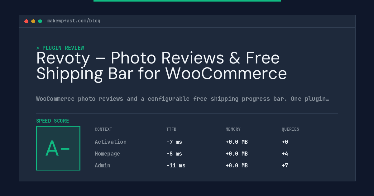 Revoty – Photo Reviews & Free Shipping Bar for WooCommerce - MakeWPFast