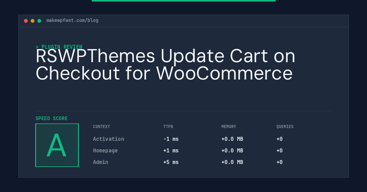 RSWPThemes Update Cart on Checkout for WooCommerce - MakeWPFast