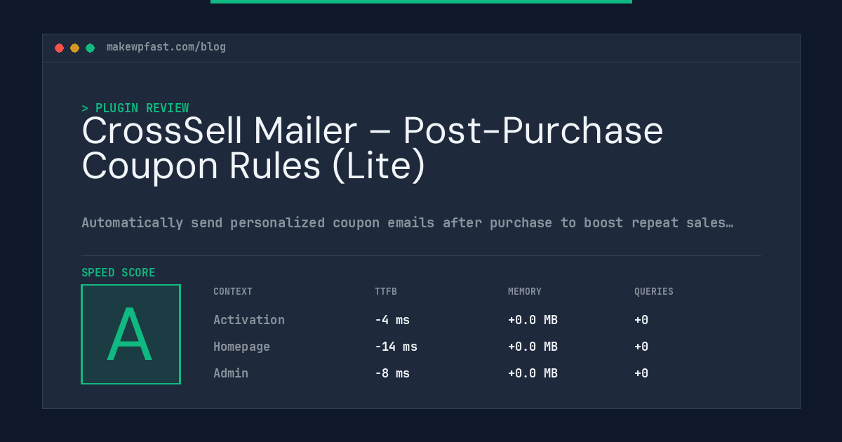 CrossSell Mailer – Post-Purchase Coupon Rules (Lite) - MakeWPFast