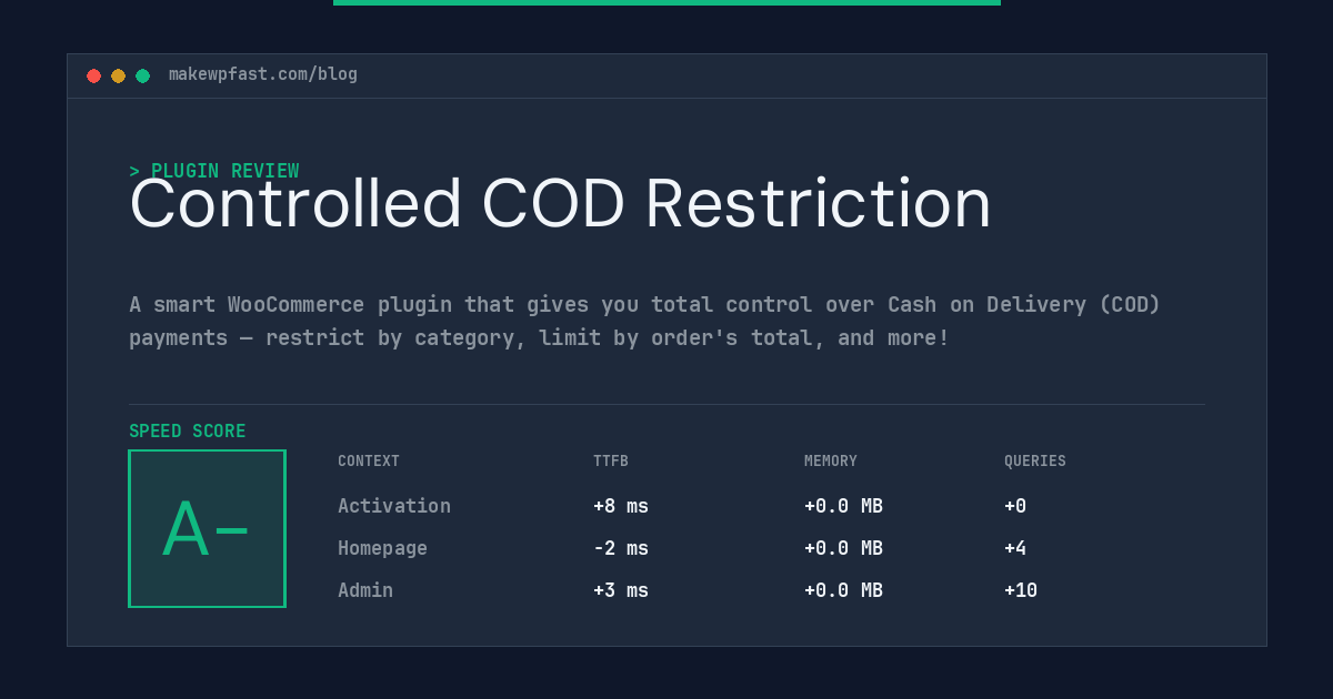 Controlled COD Restriction - MakeWPFast