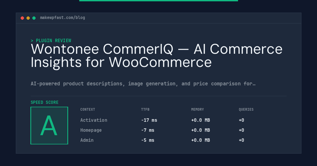 Wontonee CommerIQ — AI Commerce Insights for WooCommerce - MakeWPFast