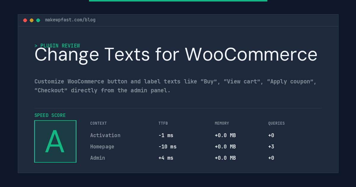Change Texts for WooCommerce - MakeWPFast