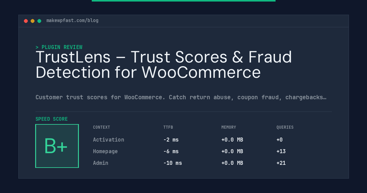 TrustLens – Trust Scores & Fraud Detection for WooCommerce - MakeWPFast