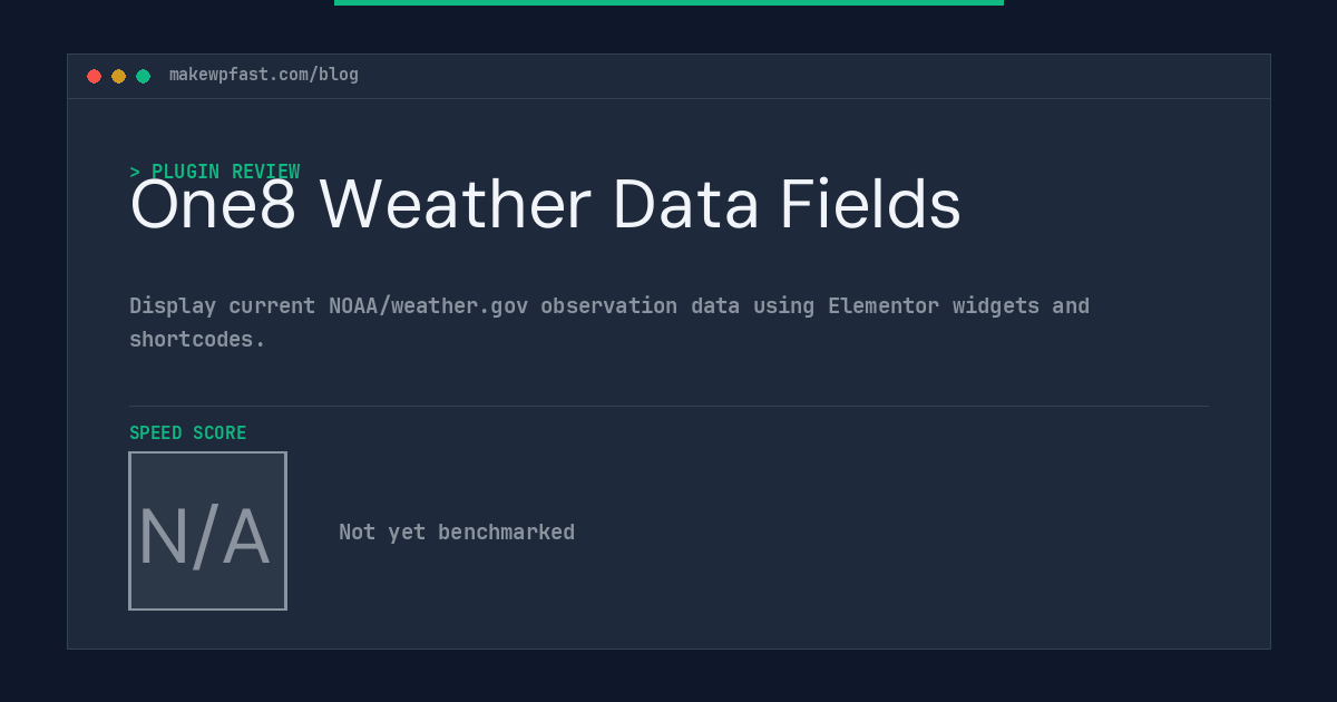 One8 Weather Data Fields - MakeWPFast