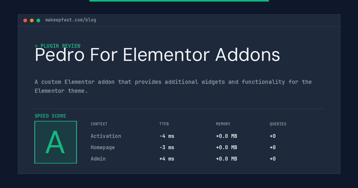 Pedro For Elementor Addons - MakeWPFast
