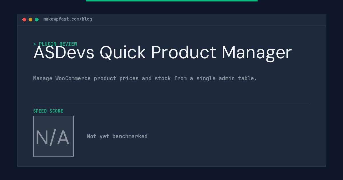 ASDevs Quick Product Manager - MakeWPFast