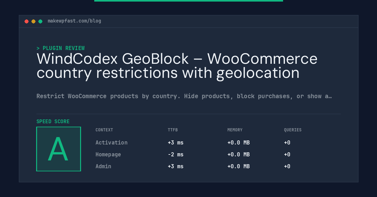 WindCodex GeoBlock – WooCommerce country restrictions with geolocation - MakeWPFast