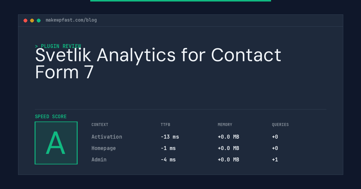 Svetlik Analytics for Contact Form 7 - MakeWPFast