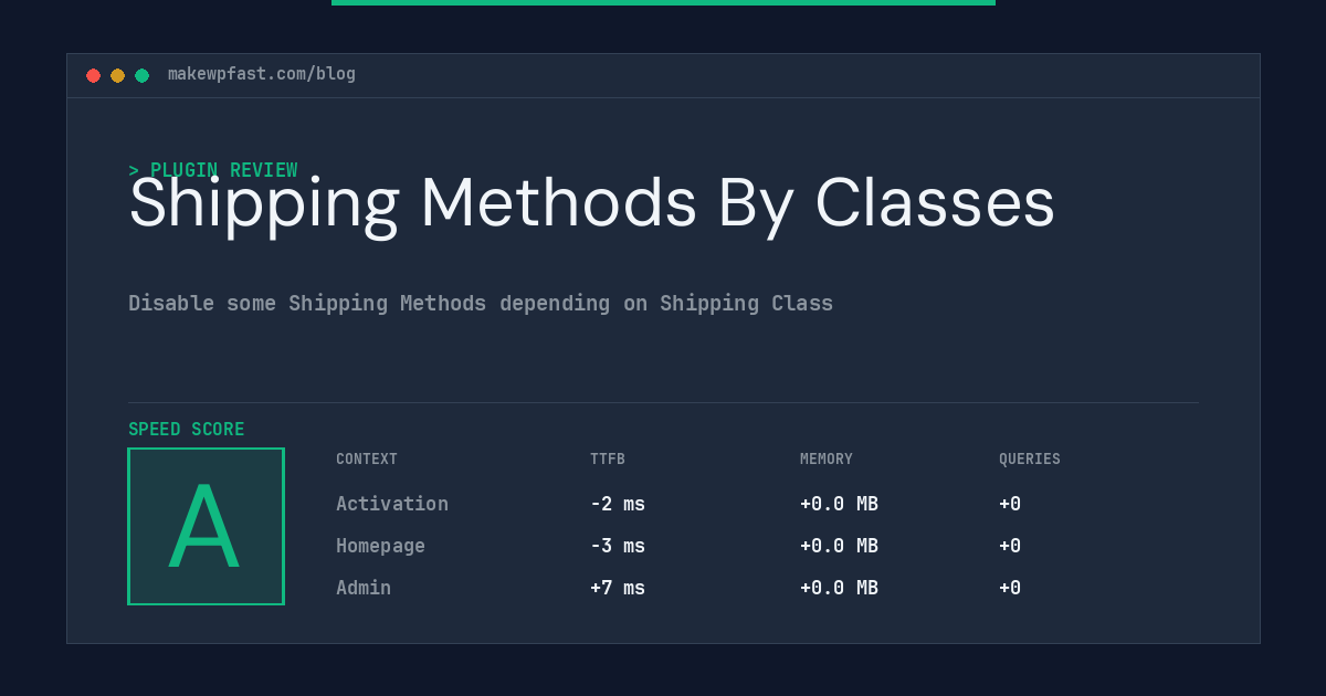 Shipping Methods By Classes - MakeWPFast