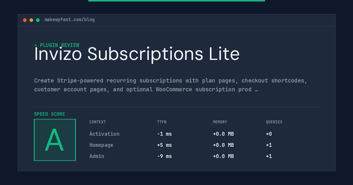 Invizo Subscriptions Lite - MakeWPFast
