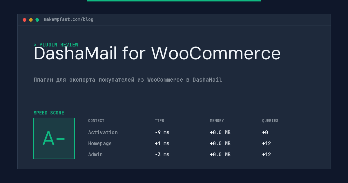 DashaMail for WooCommerce - MakeWPFast