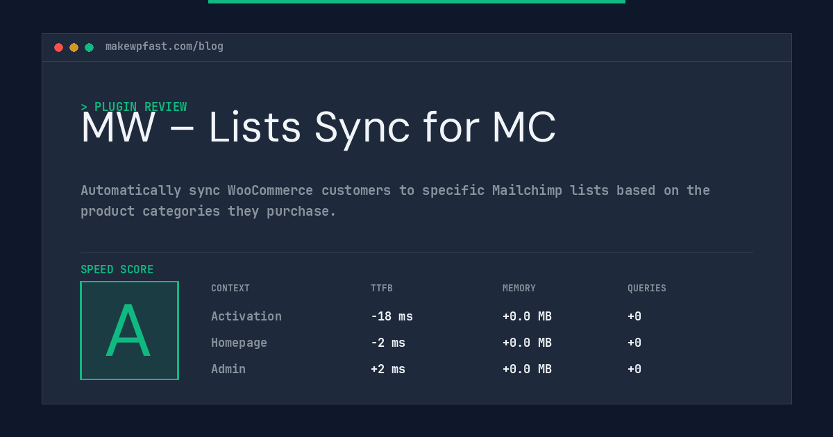 MW – Lists Sync for MC - MakeWPFast