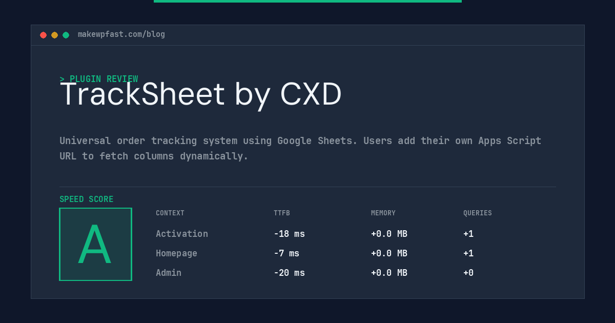 TrackSheet by CXD - MakeWPFast