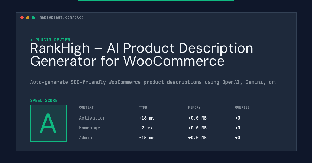 RankHigh – AI Product Description Generator for WooCommerce - MakeWPFast