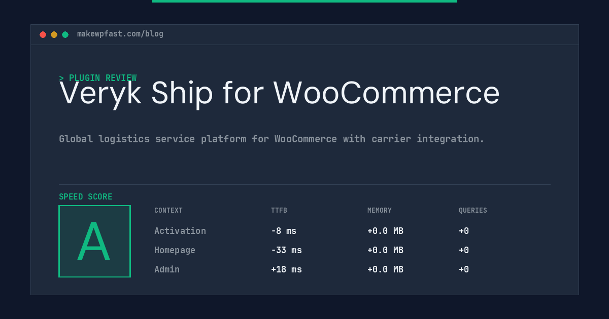 Veryk Ship for WooCommerce - MakeWPFast