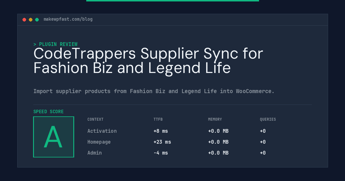 CodeTrappers Supplier Sync for Fashion Biz and Legend Life - MakeWPFast